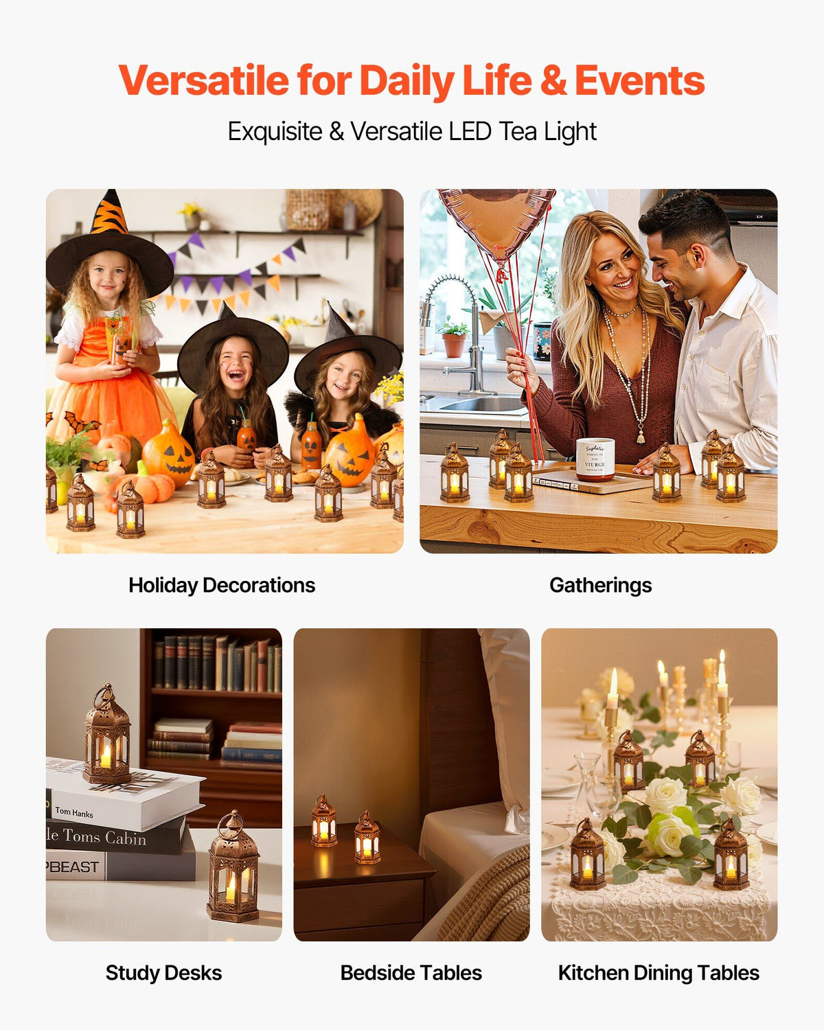12 Pcs Decorative Candle Lantern, LED Electric Flameless Candle, Plastic LED Holder with Glass, Wall Hanging V952-LEDCDGTS6INCDMEMF001V9