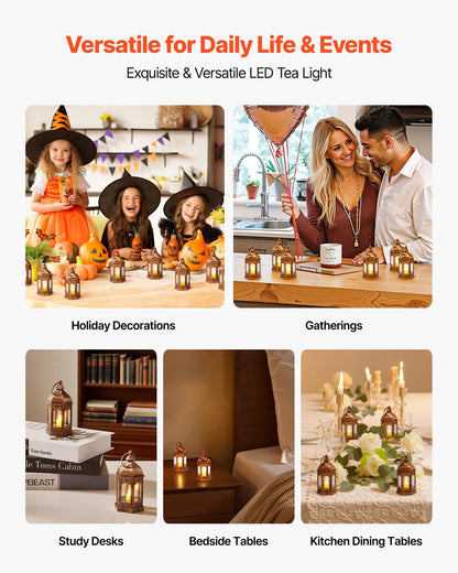 12 Pcs Decorative Candle Lantern, LED Electric Flameless Candle, Plastic LED Holder with Glass, Wall Hanging V952-LEDCDGTS6INCDMEMF001V9