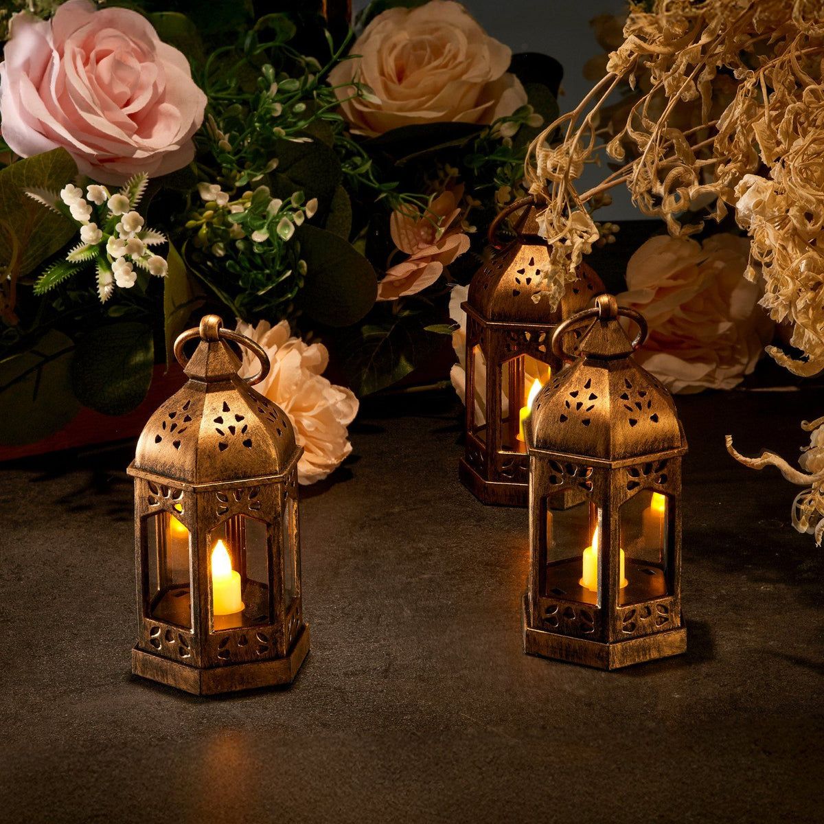 12 Pcs Decorative Candle Lantern, LED Electric Flameless Candle, Plastic LED Holder with Glass, Wall Hanging V952-LEDCDGTS6INCDMEMF001V9