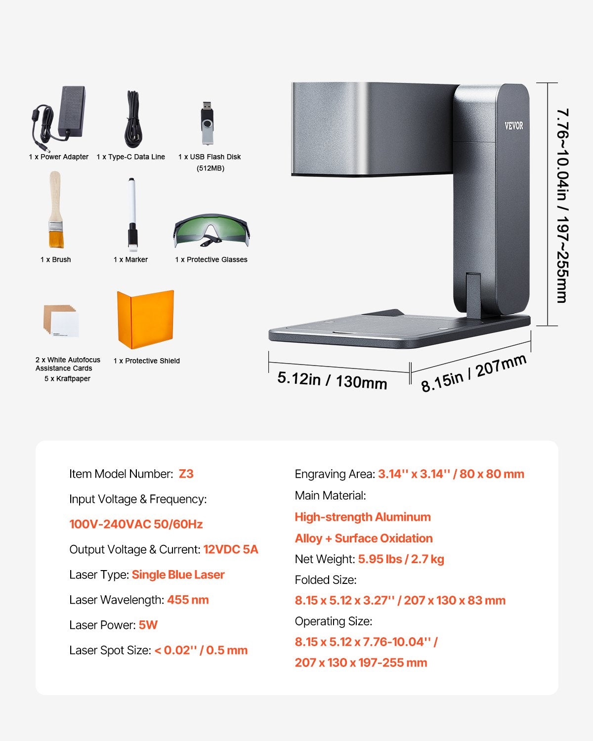 Portable Laser Engraver 600 mm/s 5W High Speed Handheld Engraving Machine V952-LGBXSZJJGDKJQFQCPV3