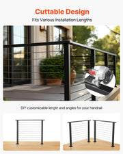 198 cm Stainless Steel Handrail, Rectangular Top Stair Deck Hand Rail for Outdoor/Indoor Steps with End V952-LGFS65FT1JZ3355L3001V0