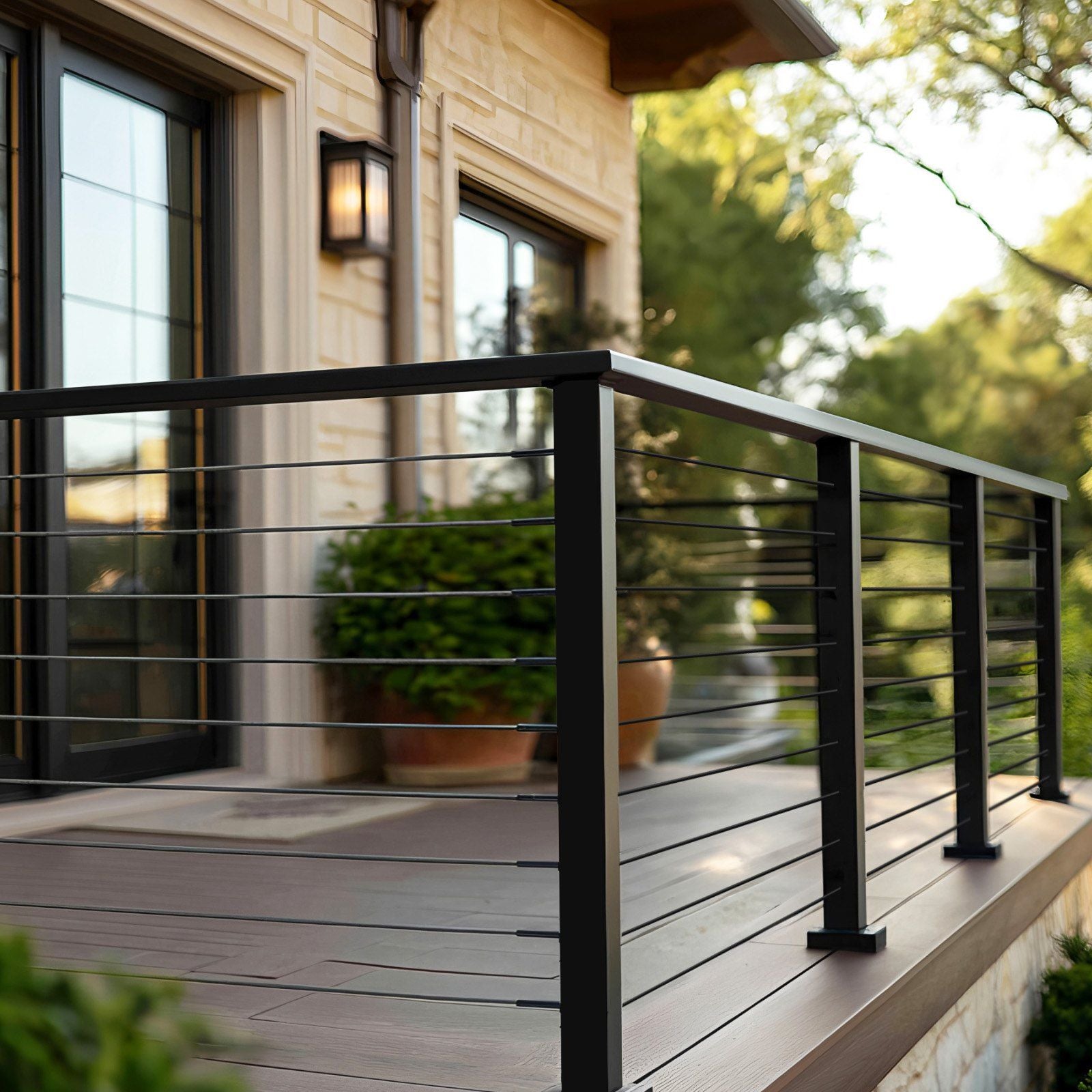 198 cm Stainless Steel Handrail, Rectangular Top Stair Deck Hand Rail for Outdoor/Indoor Steps with End V952-LGFS65FT1JZ3355L3001V0