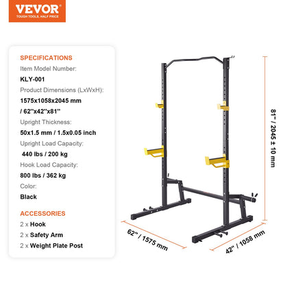 Squat Stand Power Rack Adjustable Heavy Duty Barbell Weight Stand Home Gym V952-LGSDJ454582YNFT54V0