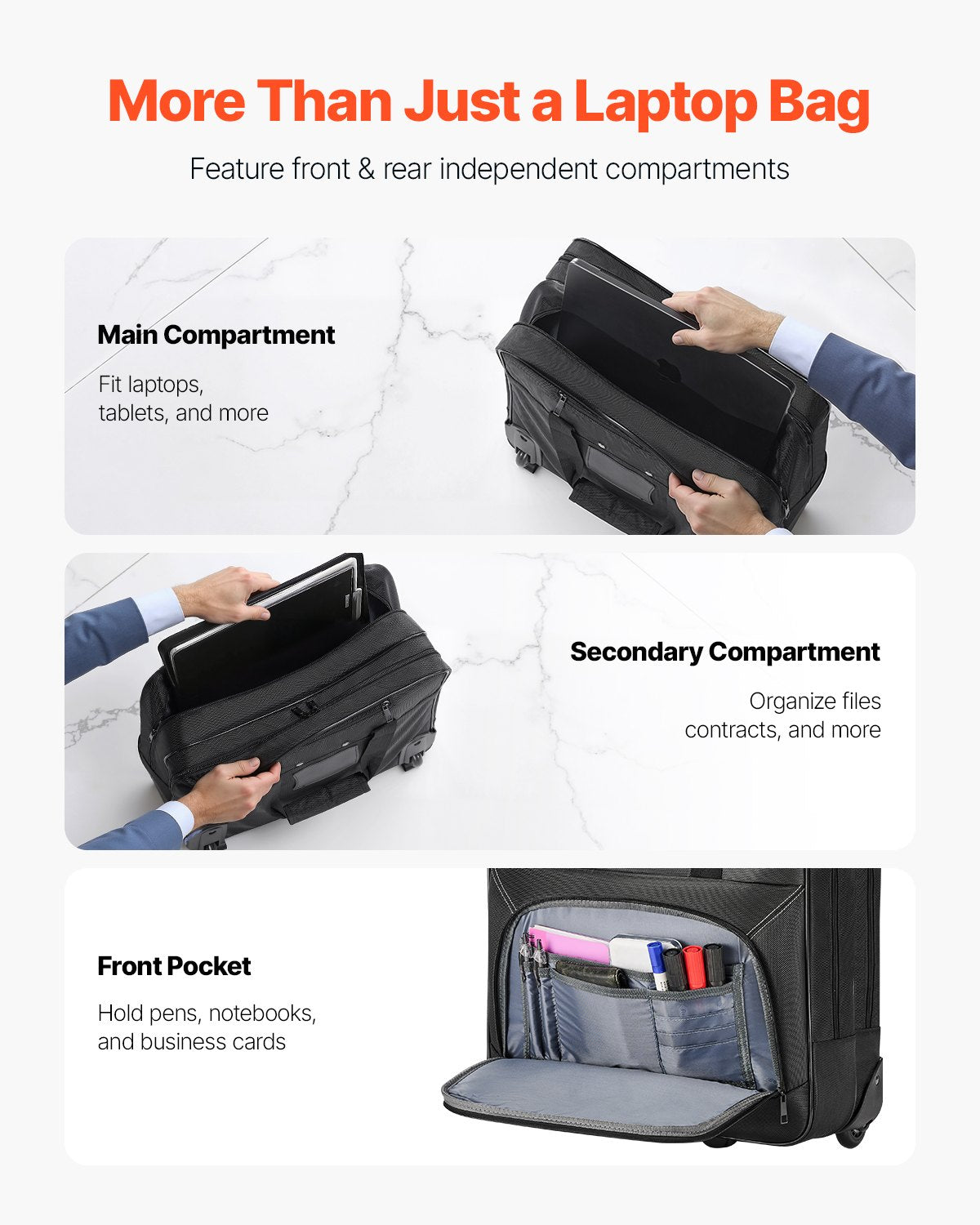 Rolling Laptop Bag 39.62 cm Wheeled Computer Bag for Women & Men Black V952-LGSTDNB156INBPC3WV0