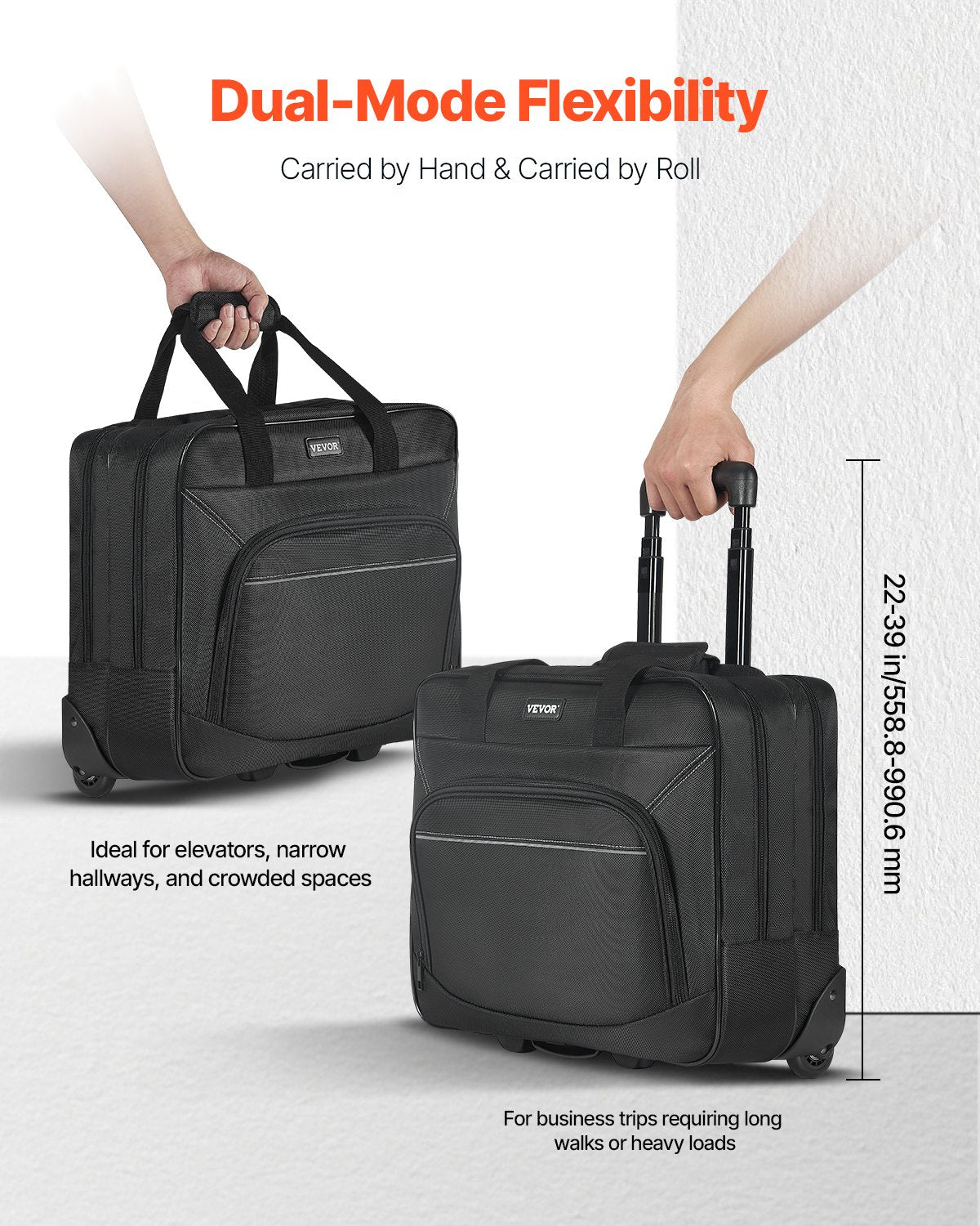 Rolling Laptop Bag 39.62 cm Wheeled Computer Bag for Women & Men Black V952-LGSTDNB156INBPC3WV0
