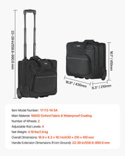 Rolling Laptop Bag 39.62 cm Wheeled Computer Bag for Women & Men Black V952-LGSTDNB156INBPC3WV0