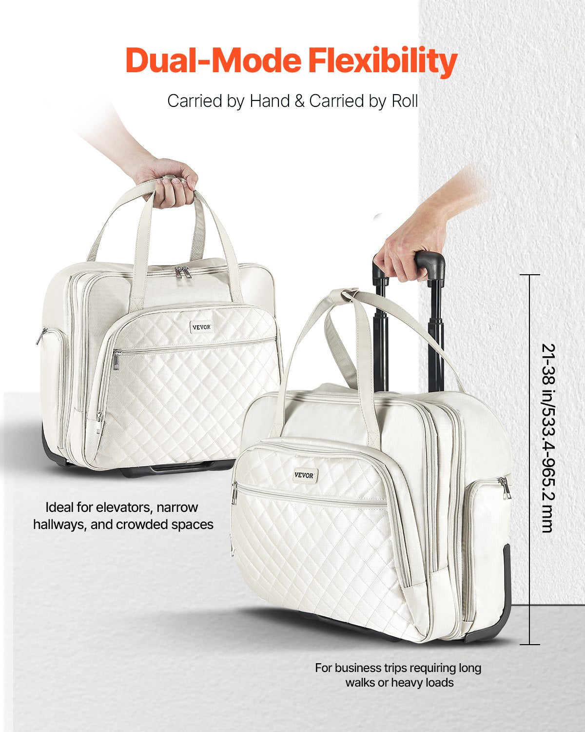 Rolling Laptop Bag, Fits Up to 15.6 Inch Laptop, Wheeled Briefcase, Roller Computer Tote Bag with 2 Fixed V952-LGSTDNB156INC0DM0V0