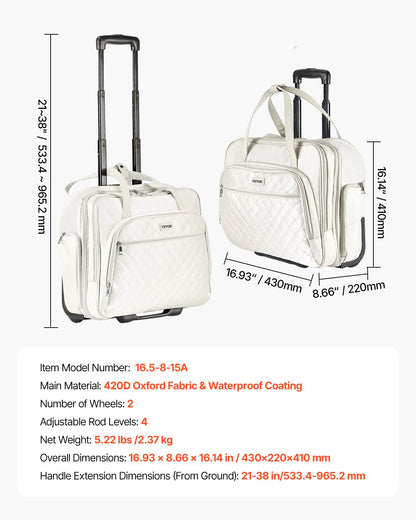 Rolling Laptop Bag, Fits Up to 15.6 Inch Laptop, Wheeled Briefcase, Roller Computer Tote Bag with 2 Fixed V952-LGSTDNB156INC0DM0V0
