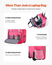 Rolling Laptop Bag, Fits Up to 17.3 Inch Laptop, Wheeled Briefcase, Roller Computer Tote Bag with 2 Fixed V952-LGSTDNB173INCR54MV0