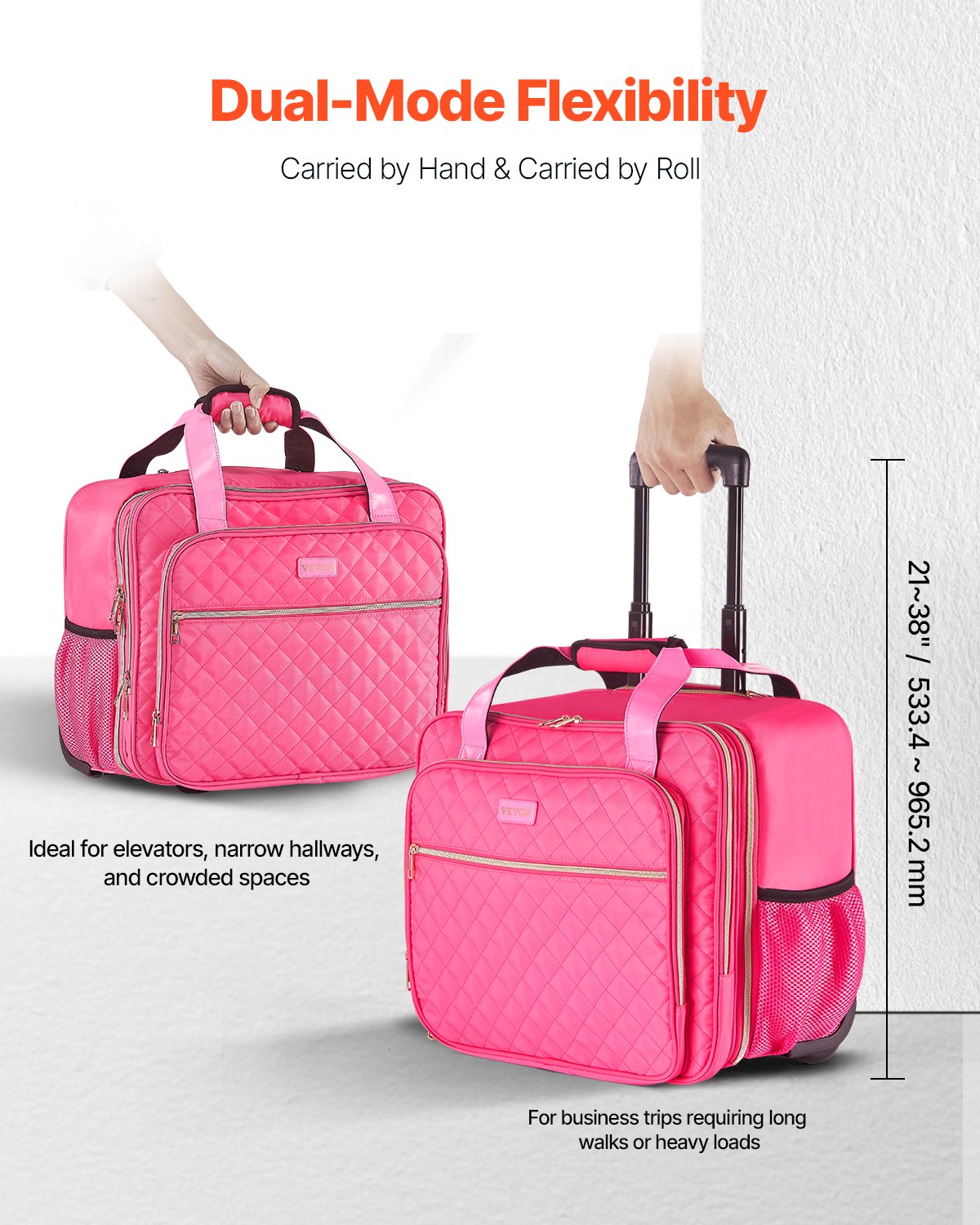 Rolling Laptop Bag, Fits Up to 17.3 Inch Laptop, Wheeled Briefcase, Roller Computer Tote Bag with 2 Fixed V952-LGSTDNB173INCR54MV0