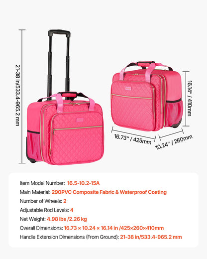 Rolling Laptop Bag, Fits Up to 17.3 Inch Laptop, Wheeled Briefcase, Roller Computer Tote Bag with 2 Fixed V952-LGSTDNB173INCR54MV0