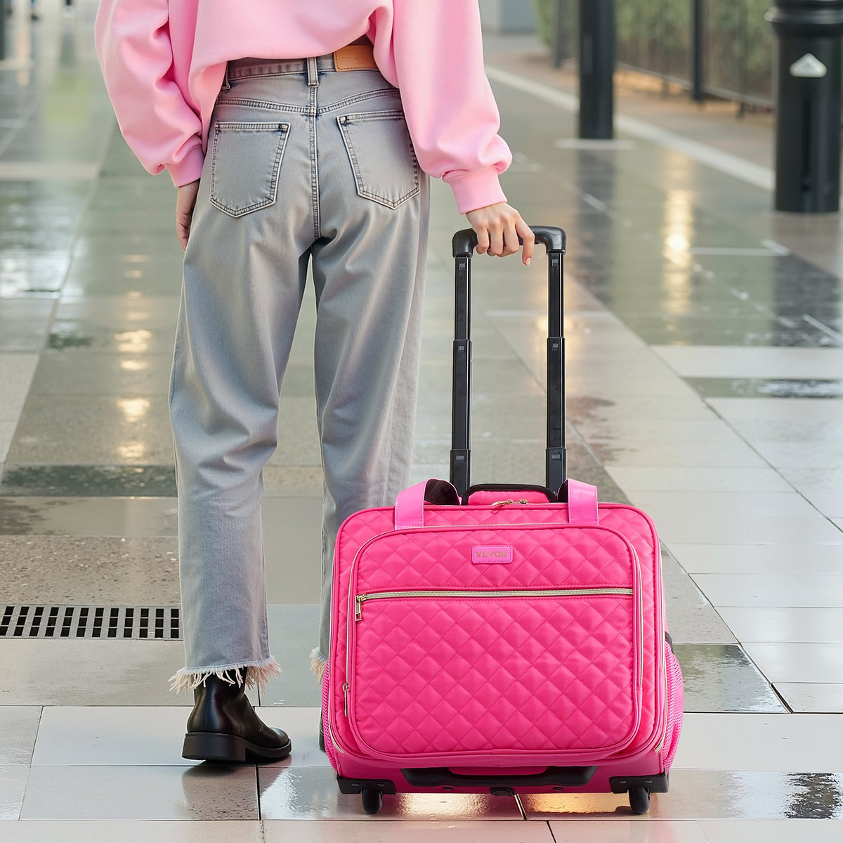 Rolling Laptop Bag, Fits Up to 17.3 Inch Laptop, Wheeled Briefcase, Roller Computer Tote Bag with 2 Fixed V952-LGSTDNB173INCR54MV0