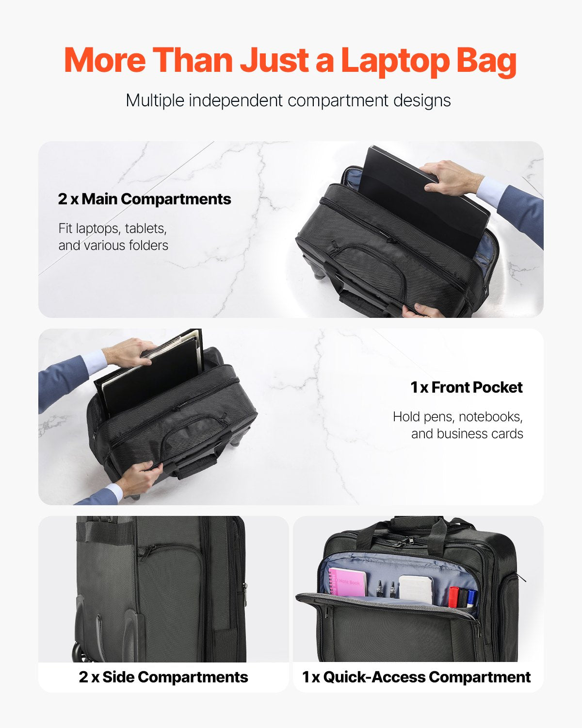 Rolling Laptop Bag 43.94 cm Wheeled Computer Bag for Women & Men Black V952-LGSTDNB173INKNMLTV0