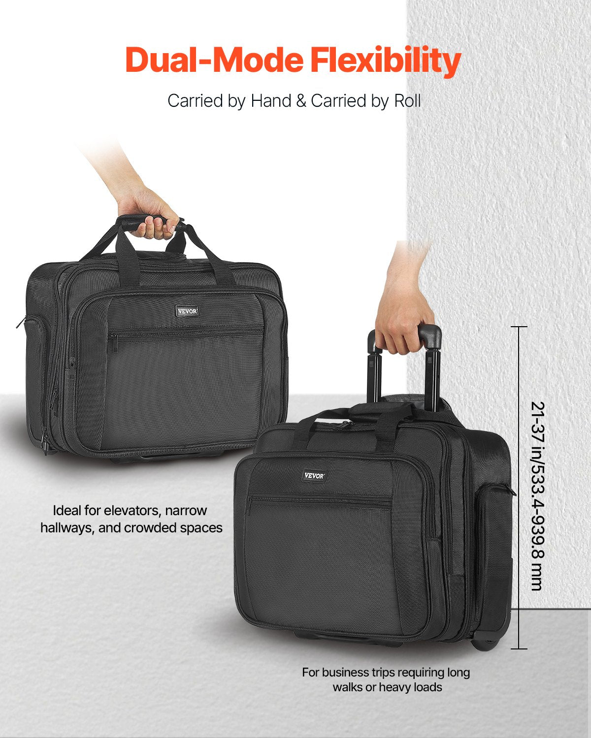 Rolling Laptop Bag 43.94 cm Wheeled Computer Bag for Women & Men Black V952-LGSTDNB173INKNMLTV0
