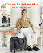 Rolling Laptop Bag, Fits Up to 17.3 Inch Laptop, Wheeled Briefcase, Roller Computer Tote Bag with 4 Spinner V952-LGSTDNB173INYPT18V0