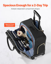 Rolling Laptop Bag, Fits Up to 17.3 Inch Laptop, Wheeled Briefcase, Roller Computer Tote Bag with 4 Spinner V952-LGSTDNB173INYPT18V0