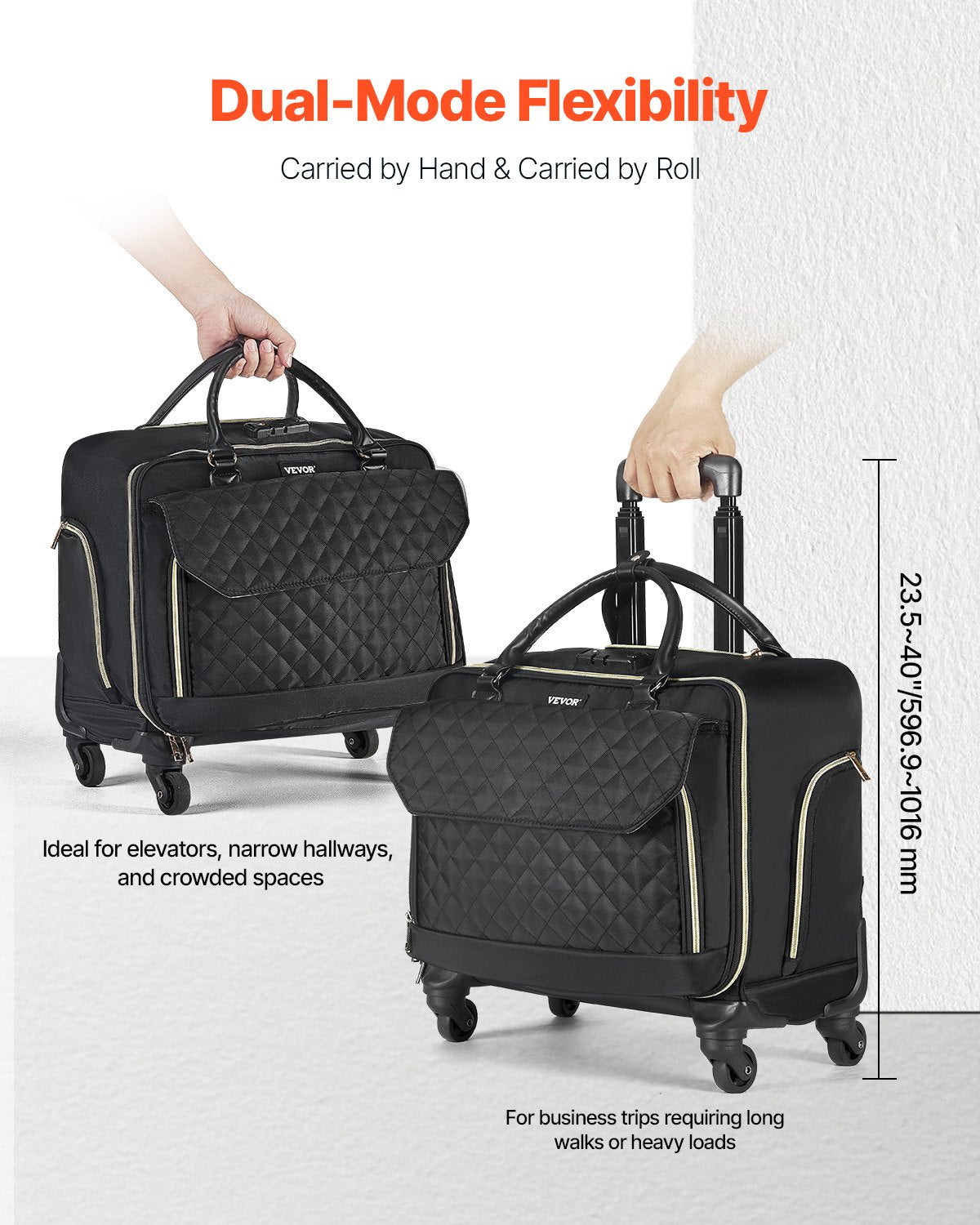 Rolling Laptop Bag, Fits Up to 17.3 Inch Laptop, Wheeled Briefcase, Roller Computer Tote Bag with 4 Spinner V952-LGSTDNB173INYPT18V0