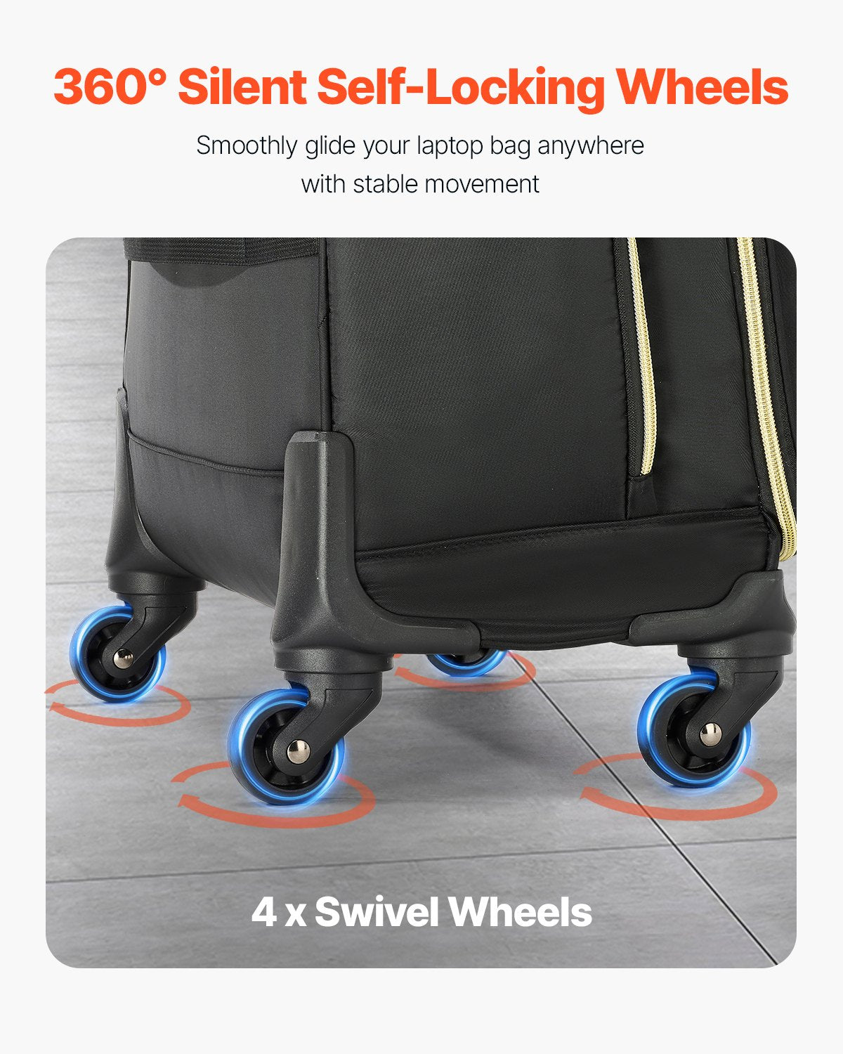 Rolling Laptop Bag, Fits Up to 17.3 Inch Laptop, Wheeled Briefcase, Roller Computer Tote Bag with 4 Spinner V952-LGSTDNB173INYPT18V0