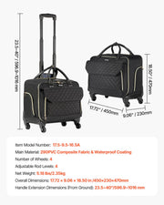 Rolling Laptop Bag, Fits Up to 17.3 Inch Laptop, Wheeled Briefcase, Roller Computer Tote Bag with 4 Spinner V952-LGSTDNB173INYPT18V0