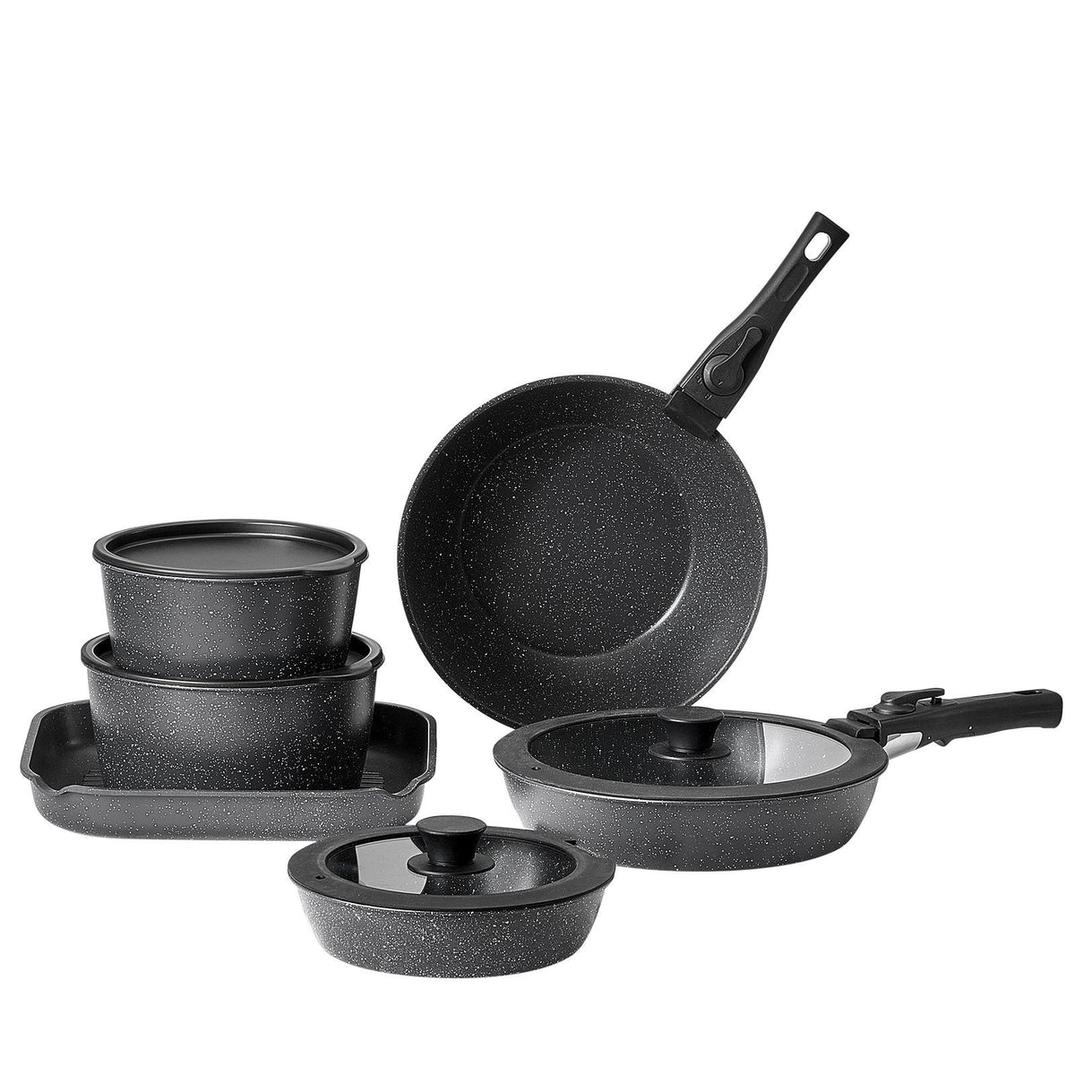 17 Piece Pots and Pans Set, Granite Nonstick Detachable Handle Cookware, Space Saving Induction Cookwares, V952-LGTZLGKCSB6GQBCKJV0