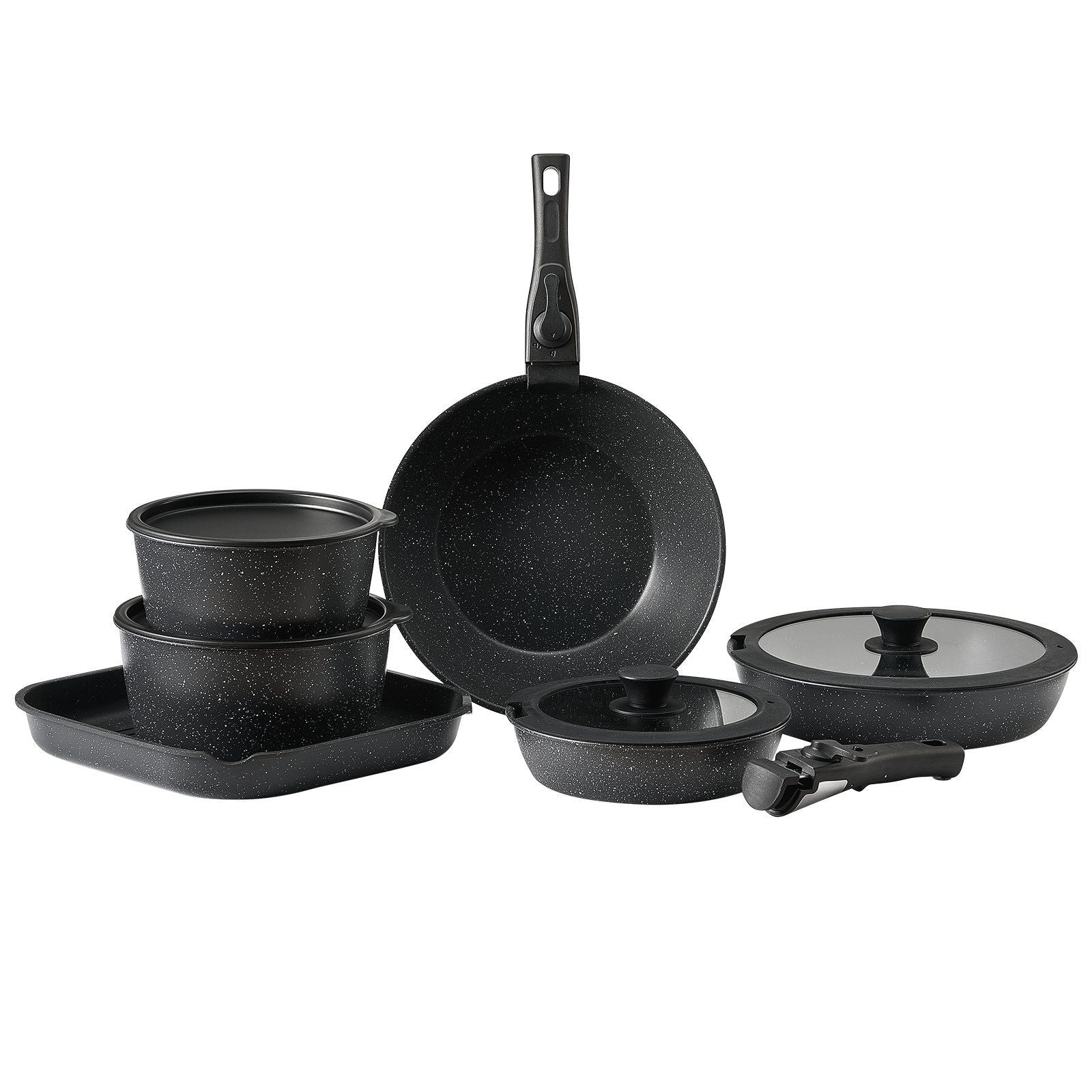 17 Piece Pots and Pans Set, Granite Nonstick Detachable Handle Cookware, Space Saving Induction Cookwares, V952-LGTZLGKCSB6GQBCKJV0