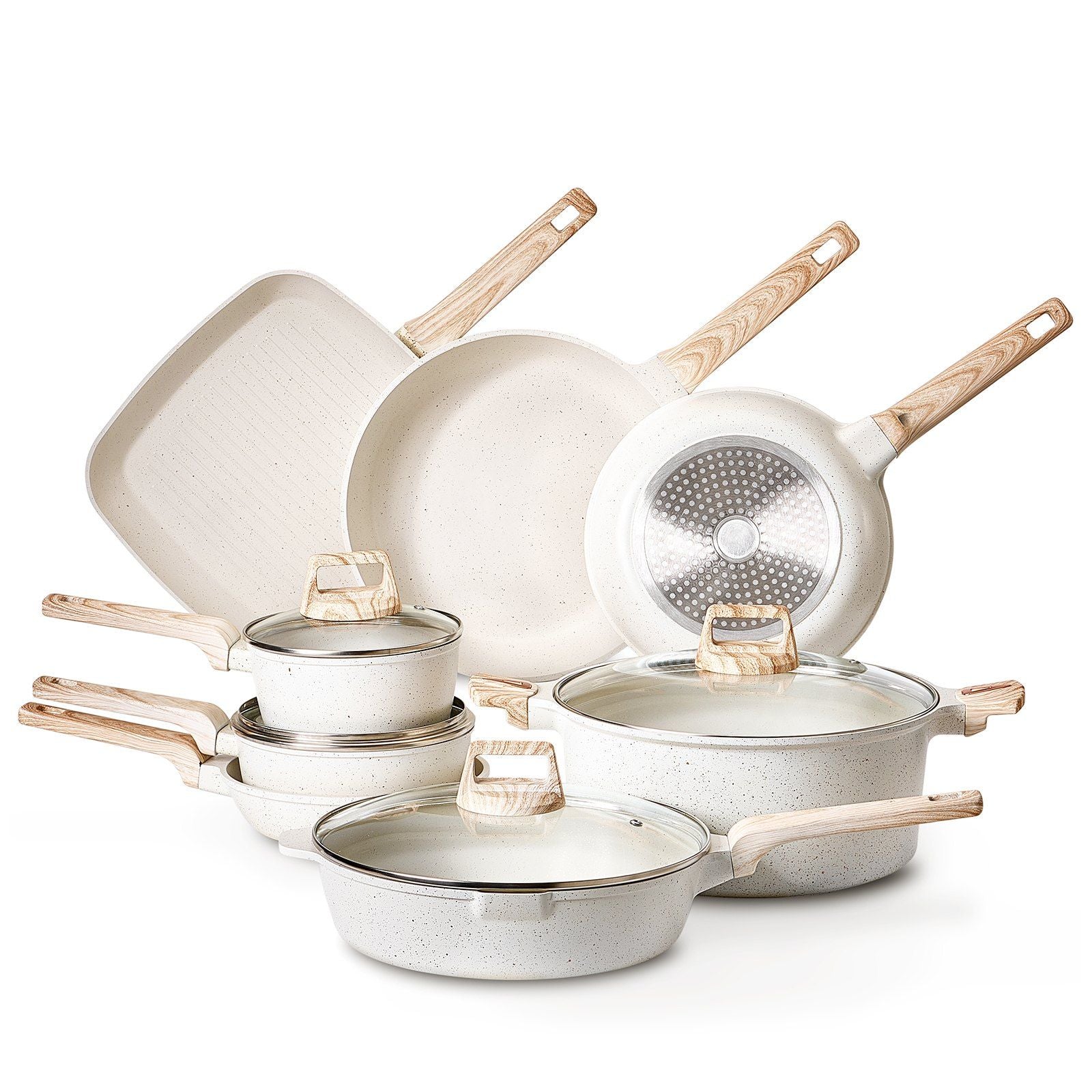 19 Piece Pots and Pans Set Nonstick, Granite Cookware Set, Induction Cookwares, Kitchen RV Cooking Sets with V952-LGTZLGTFLTCYHI1RRV0