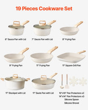 19 Piece Pots and Pans Set Nonstick, Granite Cookware Set, Induction Cookwares, Kitchen RV Cooking Sets with V952-LGTZLGTFLTCYHI1RRV0