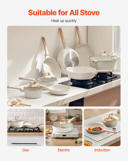 19 Piece Pots and Pans Set Nonstick, Granite Cookware Set, Induction Cookwares, Kitchen RV Cooking Sets with V952-LGTZLGTFLTCYHI1RRV0