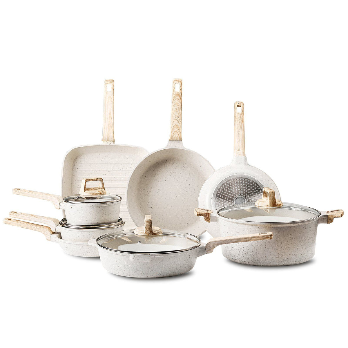 19 Piece Pots and Pans Set Nonstick, Granite Cookware Set, Induction Cookwares, Kitchen RV Cooking Sets with V952-LGTZLGTFLTCYHI1RRV0