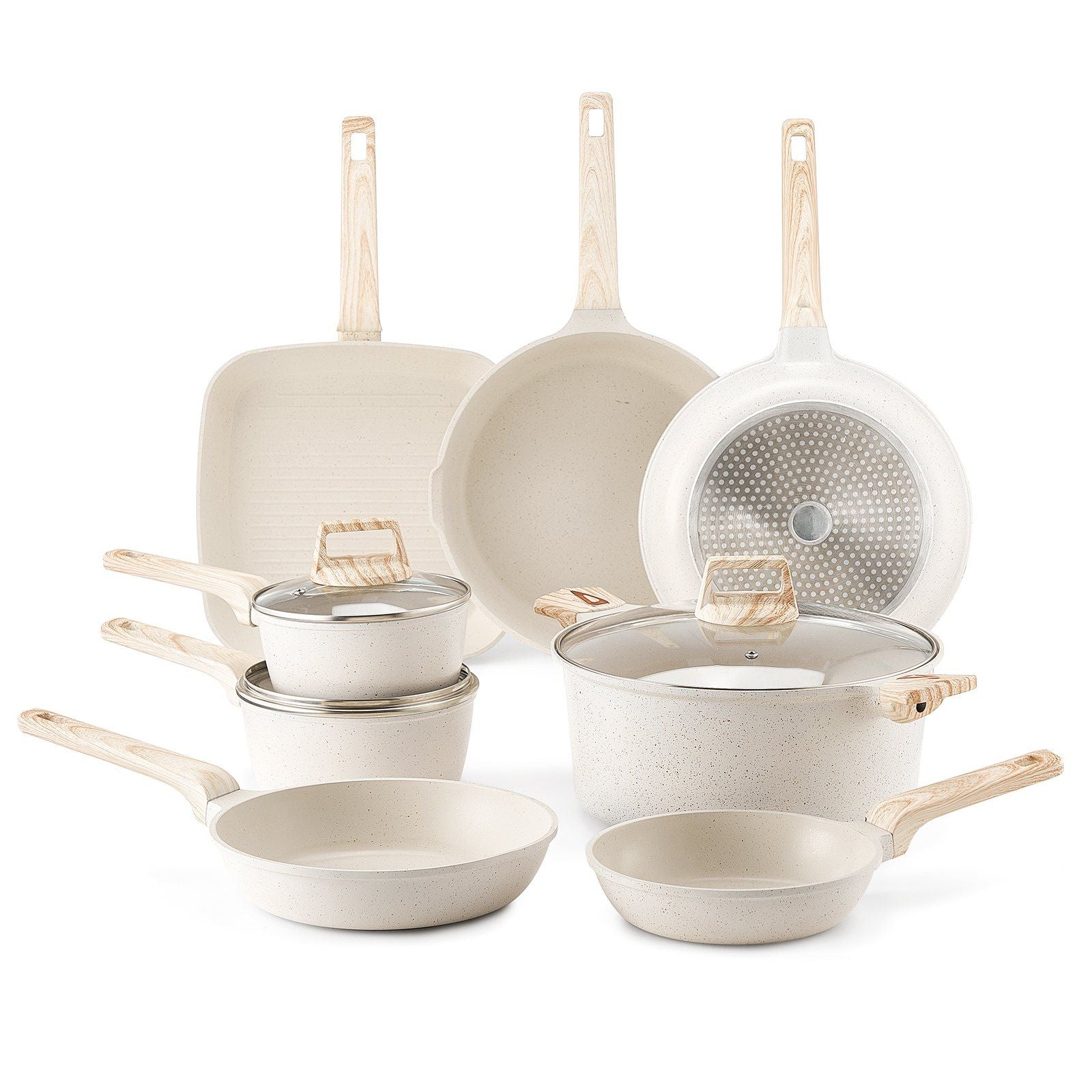 19 Piece Pots and Pans Set Nonstick, Granite Cookware Set, Induction Cookwares, Kitchen RV Cooking Sets with V952-LGTZLGTFLTCYHI1RRV0