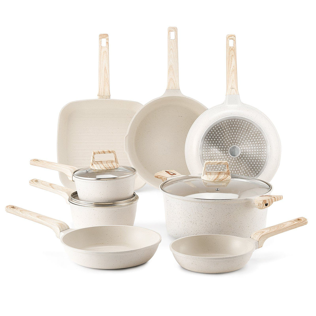 19 Piece Pots and Pans Set Nonstick, Granite Cookware Set, Induction Cookwares, Kitchen RV Cooking Sets with V952-LGTZLGTFLTCYHI1RRV0
