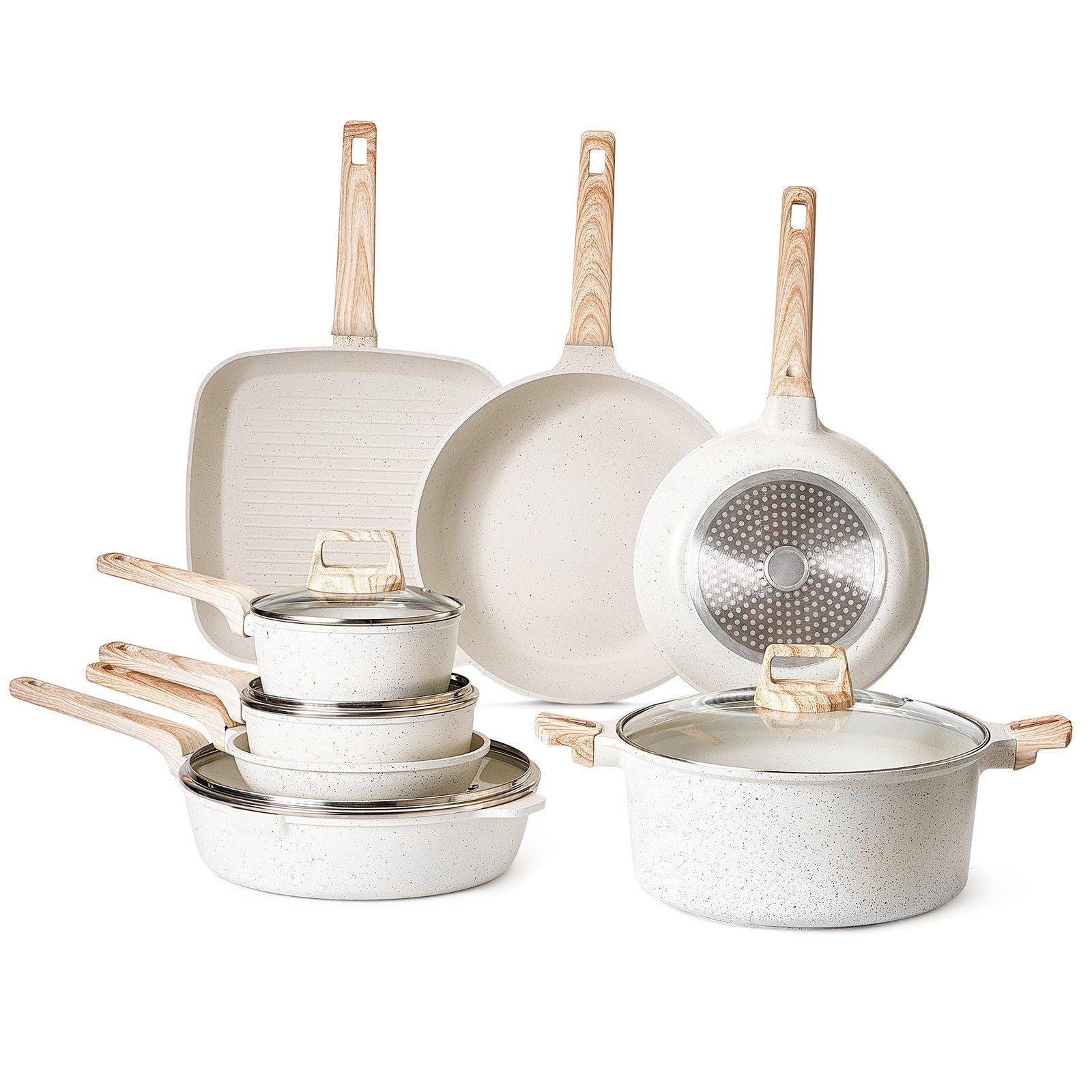 19 Piece Pots and Pans Set Nonstick, Granite Cookware Set, Induction Cookwares, Kitchen RV Cooking Sets with V952-LGTZLGTFLTCYHI1RRV0