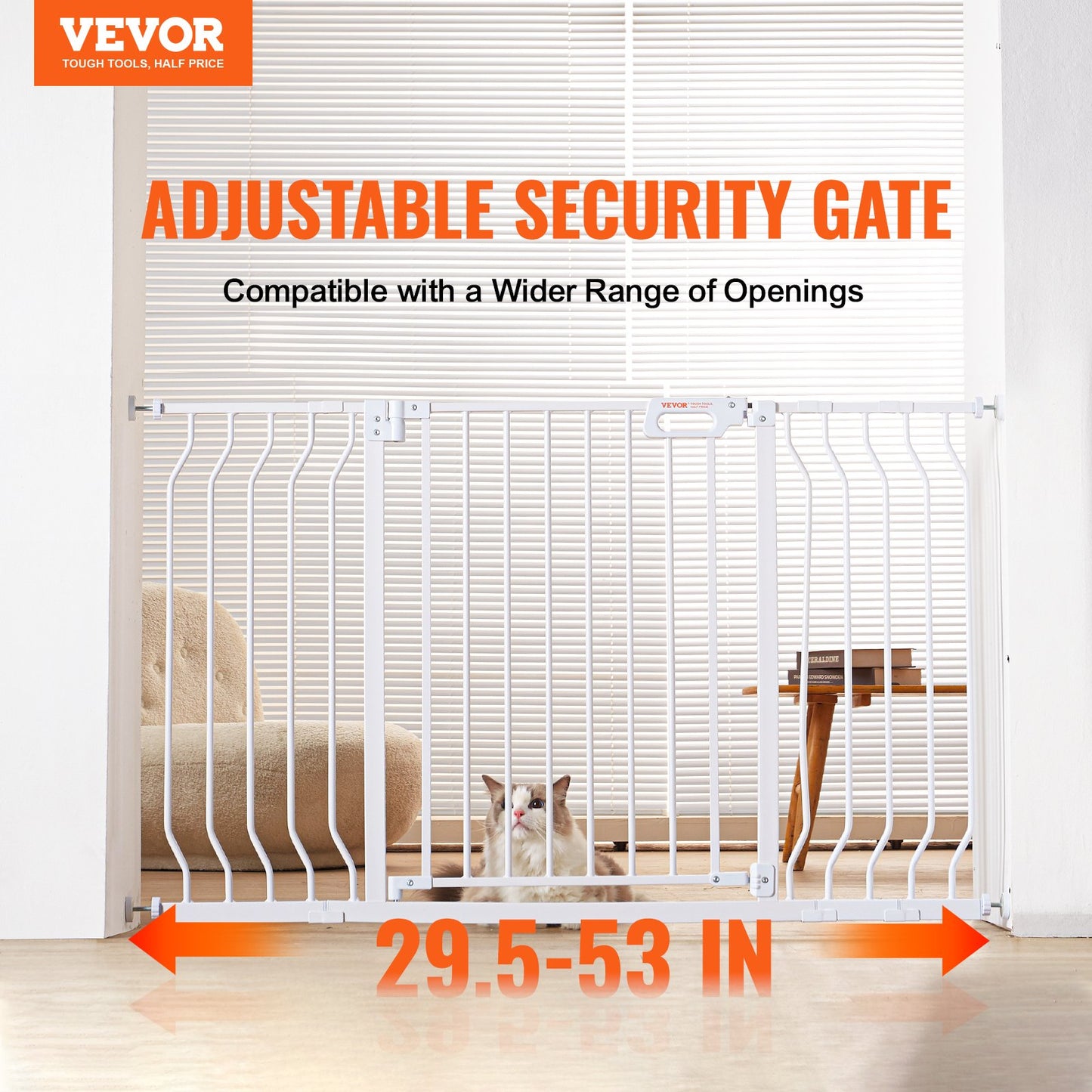 Baby Gate, 749-1346 mm Extra Wide, 762 mm High, Dog Gate for Stairs Doorways and House, Easy Step Walk Thru V952-LGXCWZLBS3052H2HGV0