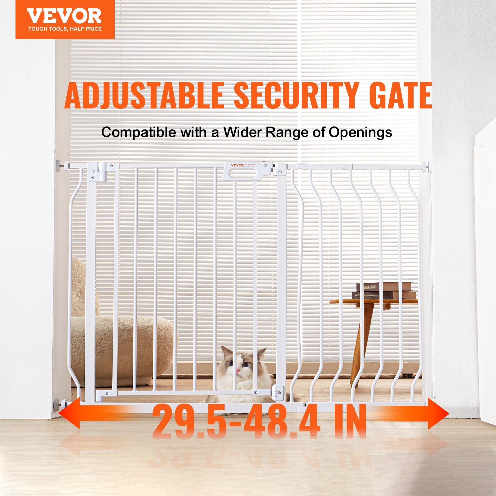 Baby Gate, 749-1229 mm Extra Wide, 762 mm High, Dog Gate for Stairs Doorways and House, Easy Step Walk Thru V952-LGXCWZLBS3059RN9WV0