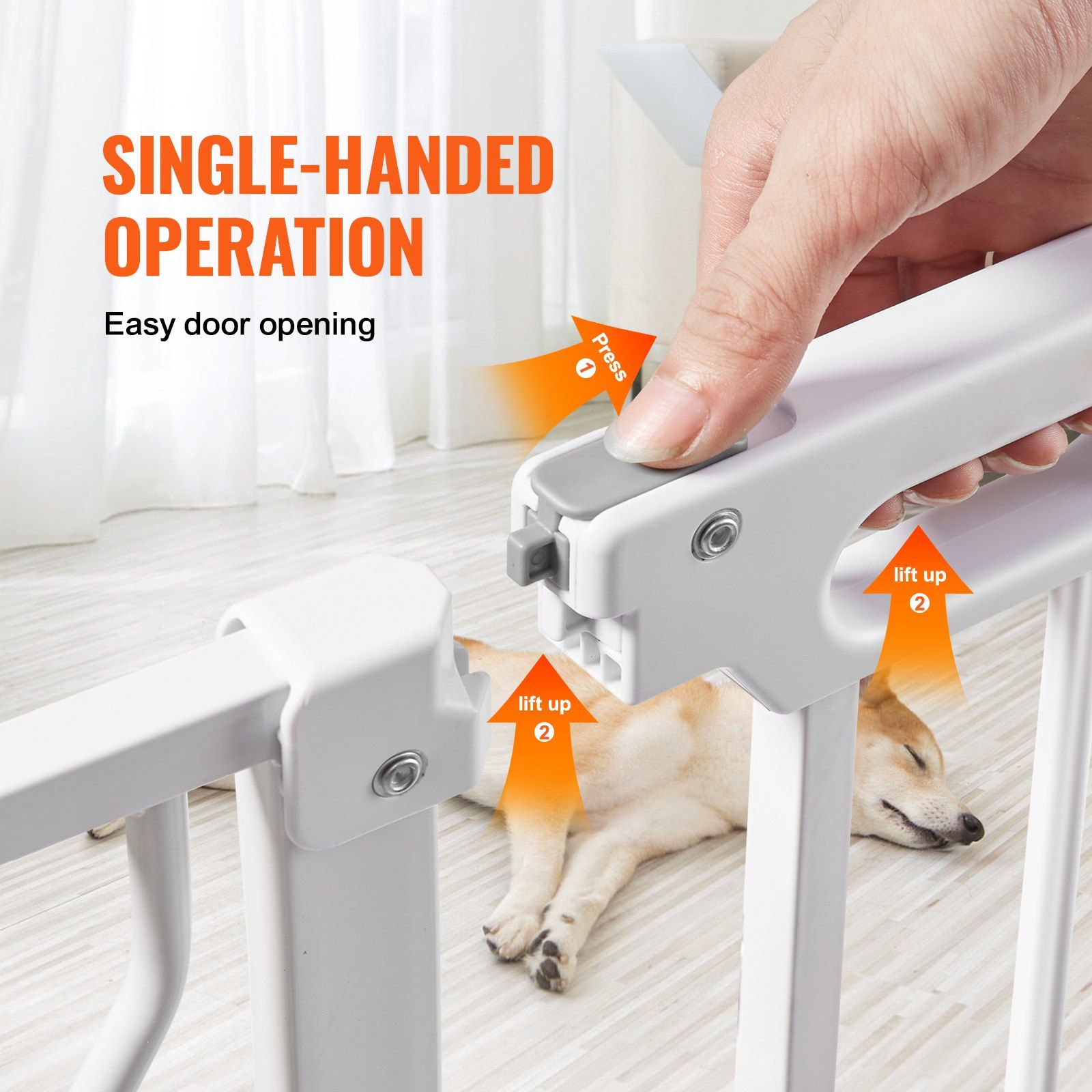 Baby Gate, 749-1229 mm Extra Wide, 762 mm High, Dog Gate for Stairs Doorways and House, Easy Step Walk Thru V952-LGXCWZLBS3059RN9WV0
