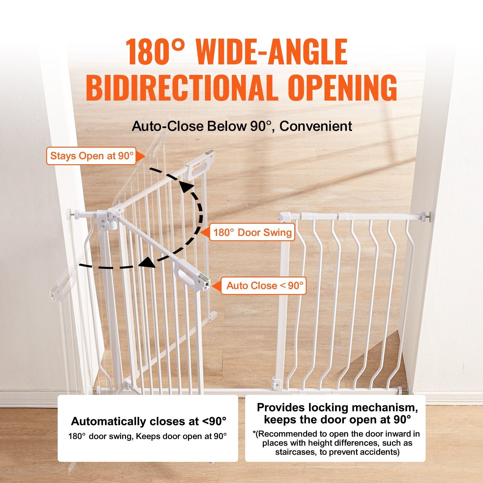 Baby Gate, 749-1229 mm Extra Wide, 762 mm High, Dog Gate for Stairs Doorways and House, Easy Step Walk Thru V952-LGXCWZLBS3059RN9WV0