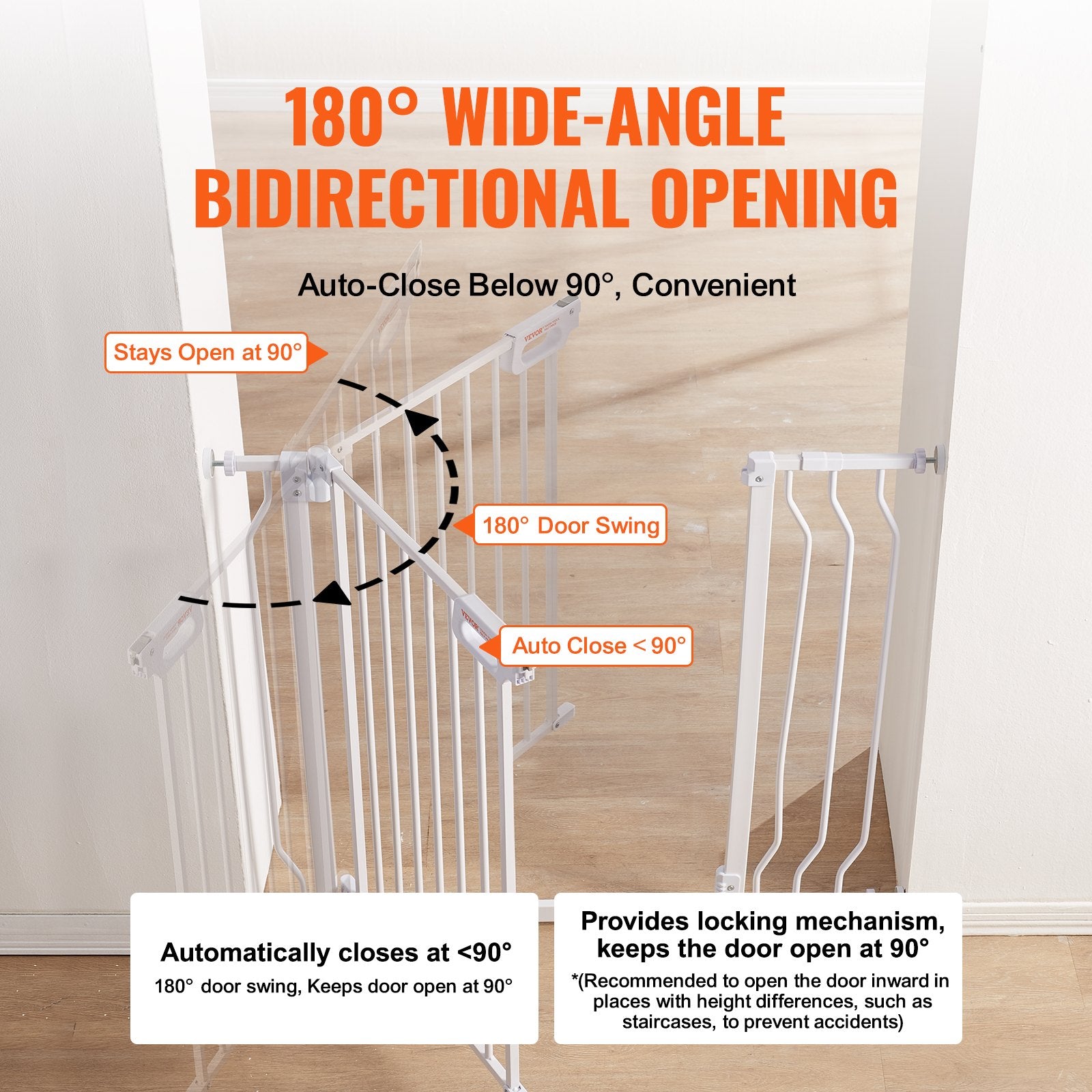 Baby Gate, 749-990 mm Extra Wide, 762 mm High, Dog Gate for Stairs Doorways and House, Easy Step Walk Thru V952-LGXCWZLBS305UJDRFV0