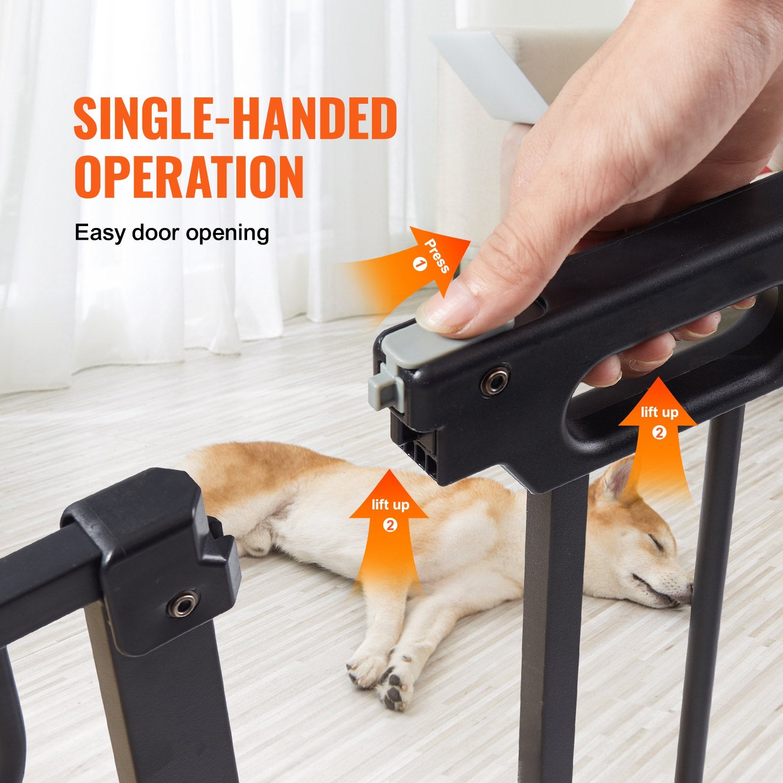 Baby Gate, 749-1229 mm Extra Wide, 762 mm High, Dog Gate for Stairs Doorways and House, Easy Step Walk Thru V952-LGXCWZLHS305B4PGBV0