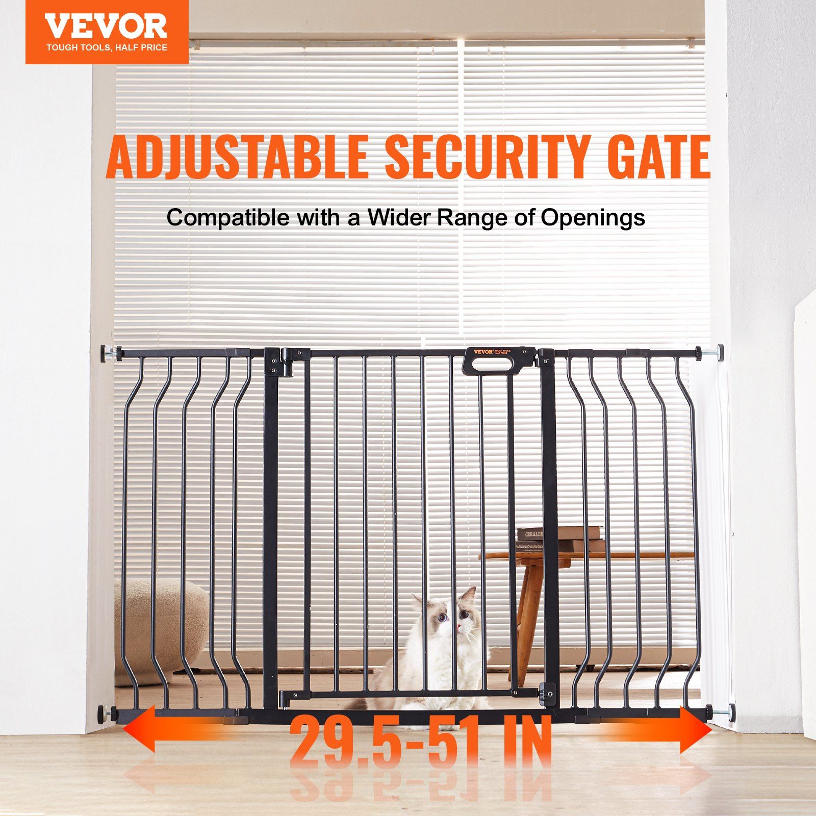 Baby Gate, 749-1346 mm Extra Wide, 762 mm High, Dog Gate for Stairs Doorways and House, Easy Step Walk Thru V952-LGXCWZLHS305EYXEKV0