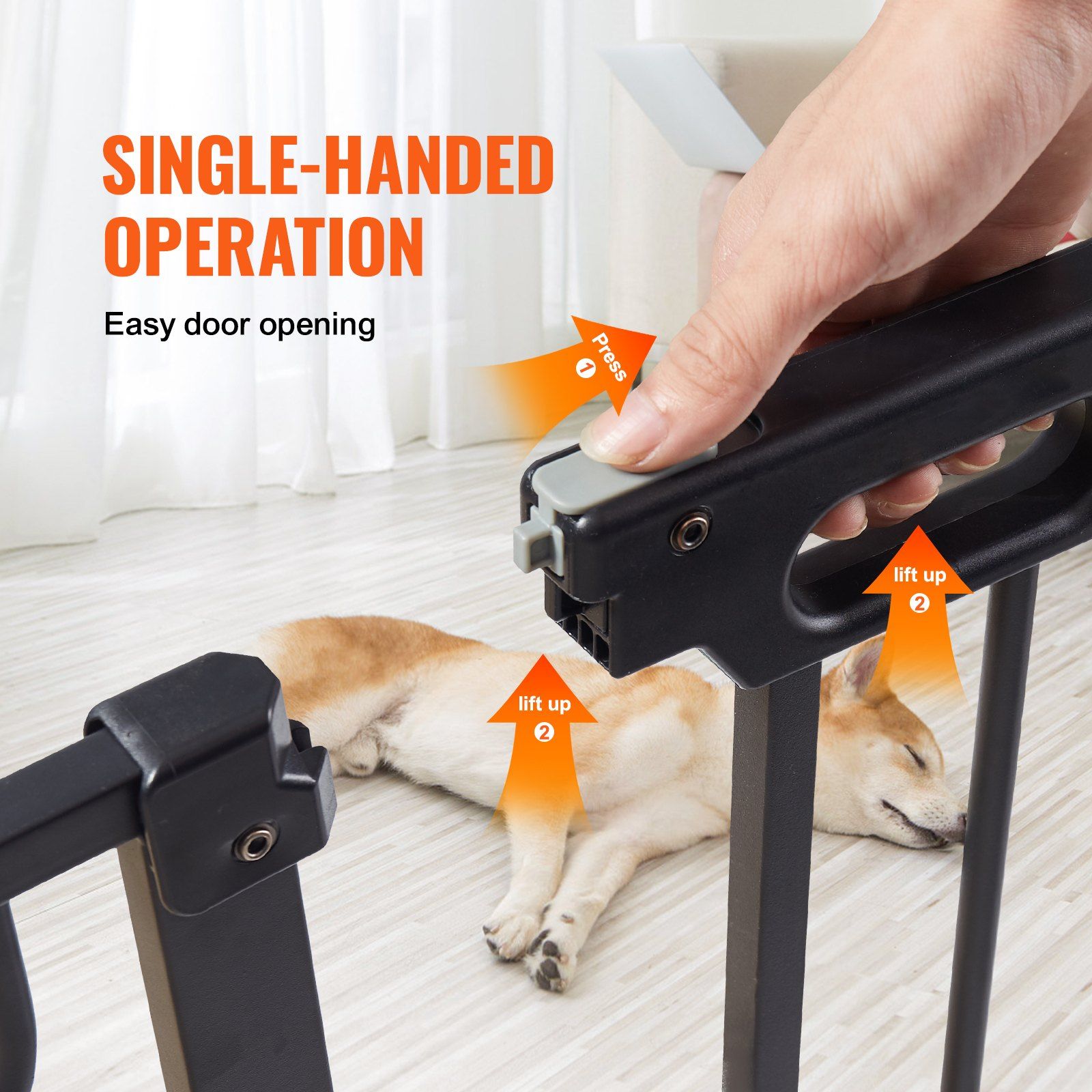 Baby Gate, 749-1346 mm Extra Wide, 762 mm High, Dog Gate for Stairs Doorways and House, Easy Step Walk Thru V952-LGXCWZLHS305EYXEKV0