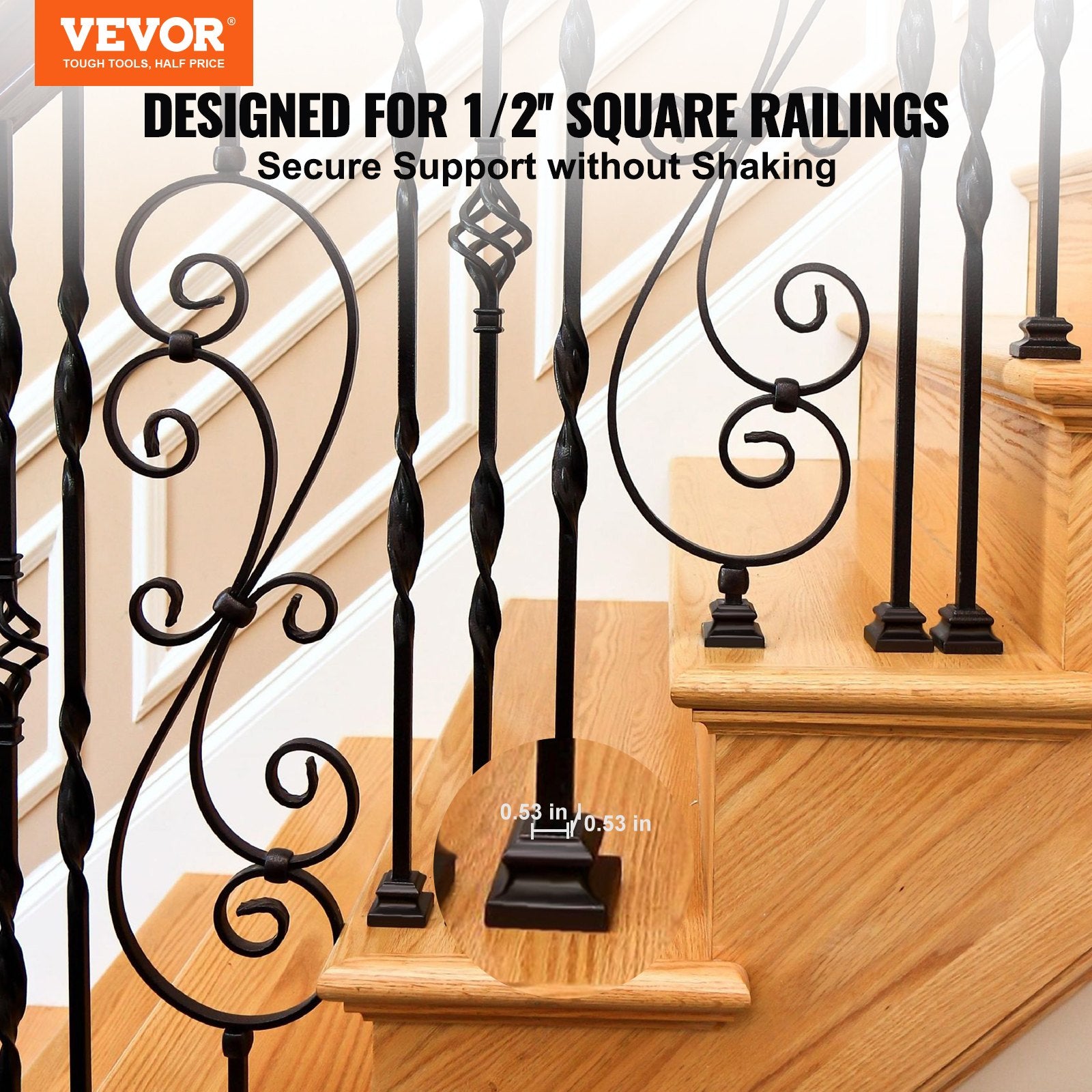 50 PCS Aluminum Alloy Baluster Flat Shoes Wrought Spindles for Staircase V952-LGXZLHJPM50POOK8QV0