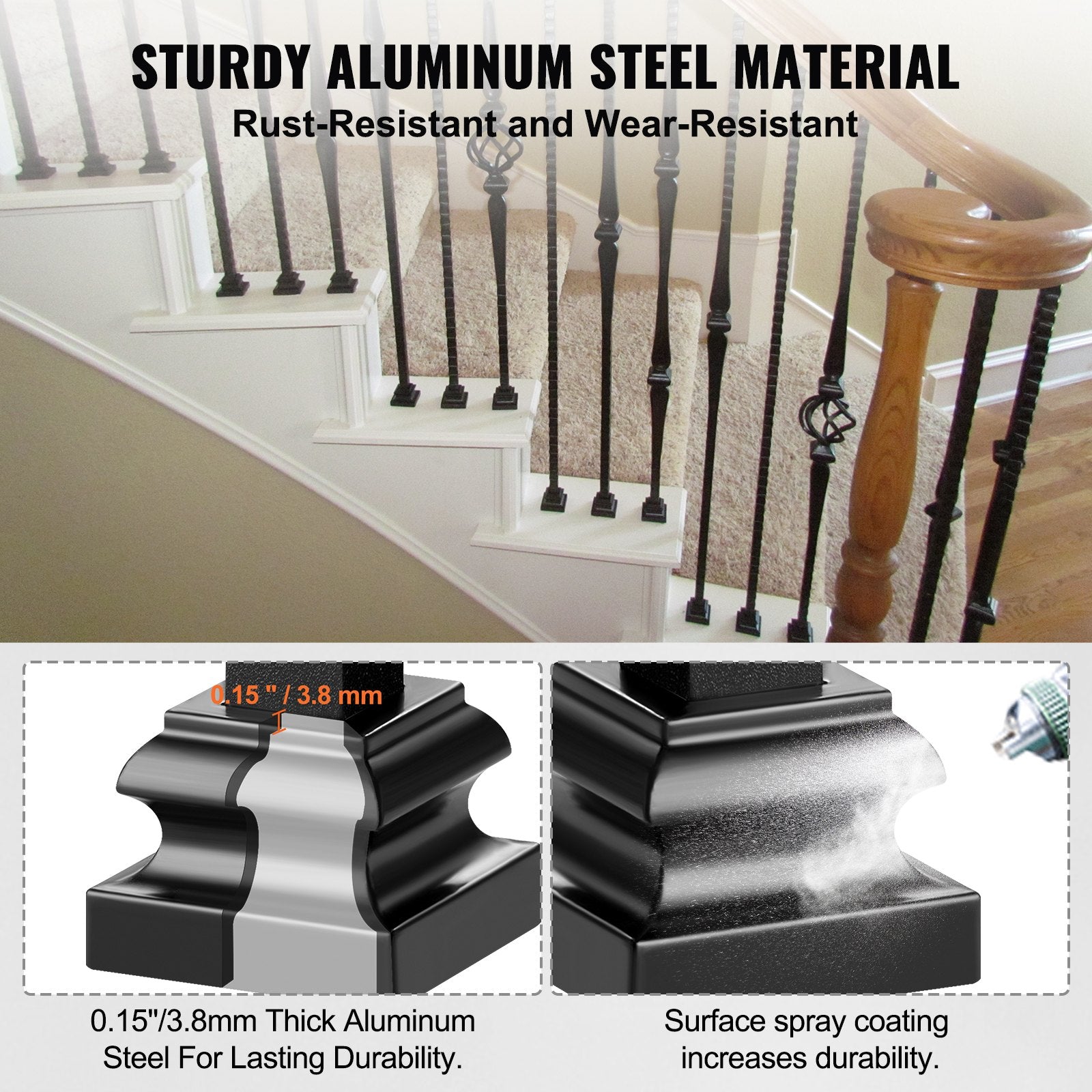 50 PCS Aluminum Alloy Baluster Flat Shoes Wrought Spindles for Staircase V952-LGXZLHJPM50POOK8QV0