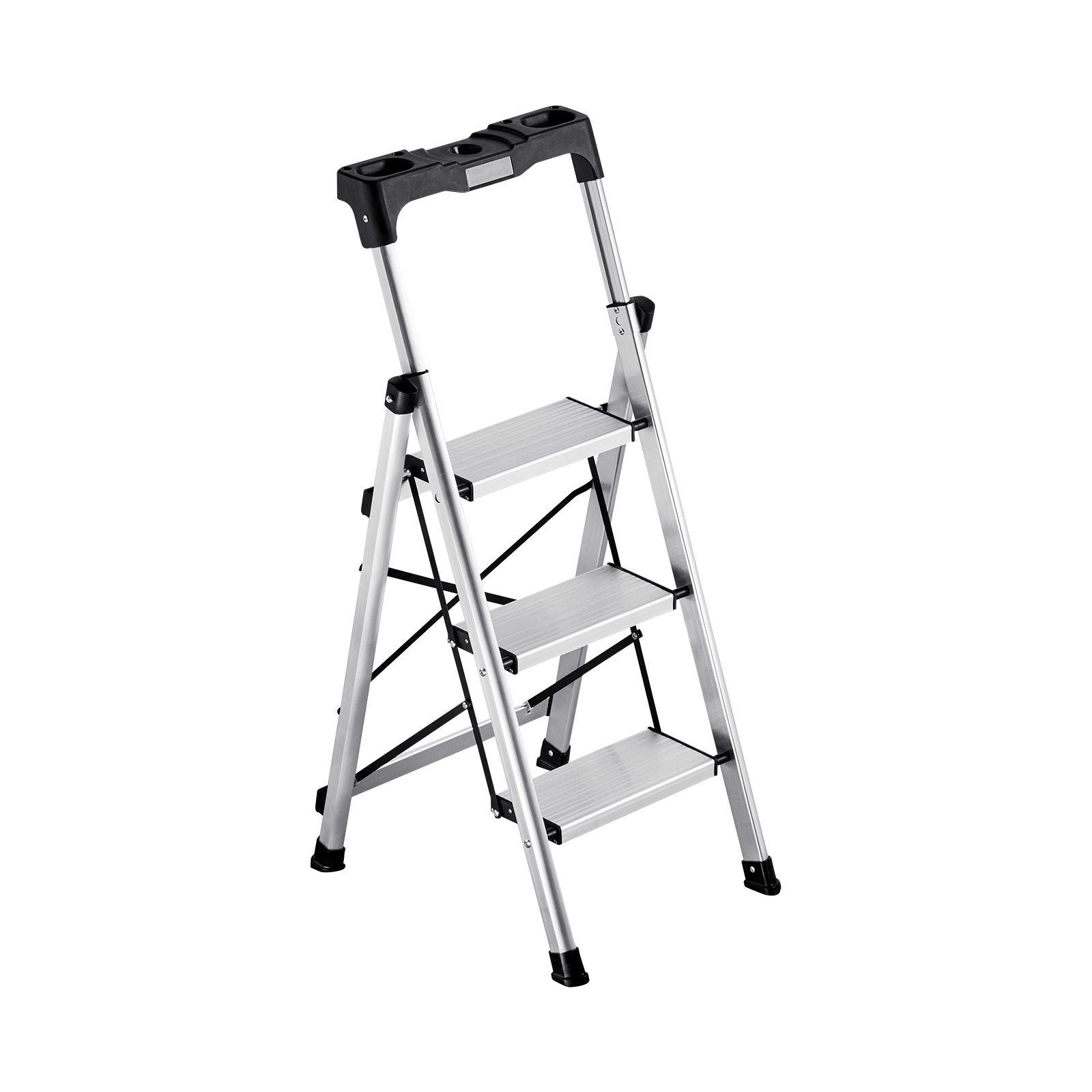 3 Step Ladder, Folding Step Stool with Wide Anti-Slip Pedal and Comfort Handgrip, 150 kg Capacity Portable V952-LHJBGTSB00002PVUB001V0