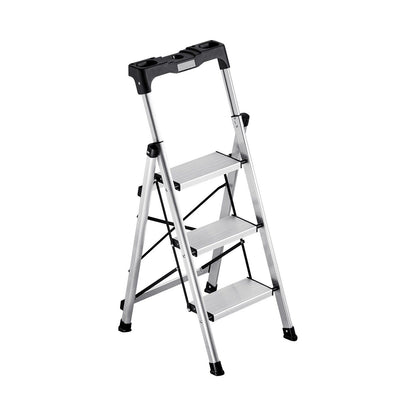 3 Step Ladder, Folding Step Stool with Wide Anti-Slip Pedal and Comfort Handgrip, 150 kg Capacity Portable V952-LHJBGTSB00002PVUB001V0