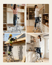 3 Step Ladder, Folding Step Stool with Wide Anti-Slip Pedal and Comfort Handgrip, 150 kg Capacity Portable V952-LHJBGTSB00002PVUB001V0