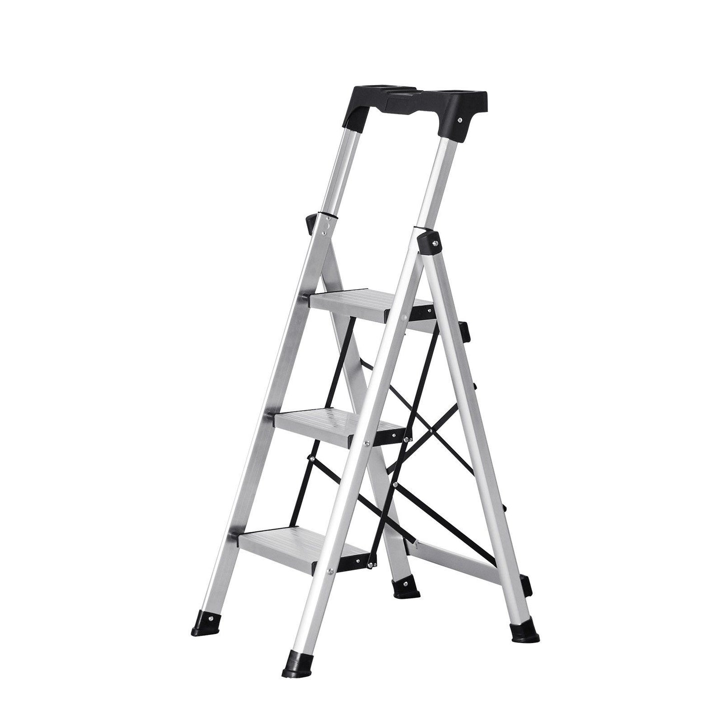 3 Step Ladder, Folding Step Stool with Wide Anti-Slip Pedal and Comfort Handgrip, 150 kg Capacity Portable V952-LHJBGTSB00002PVUB001V0