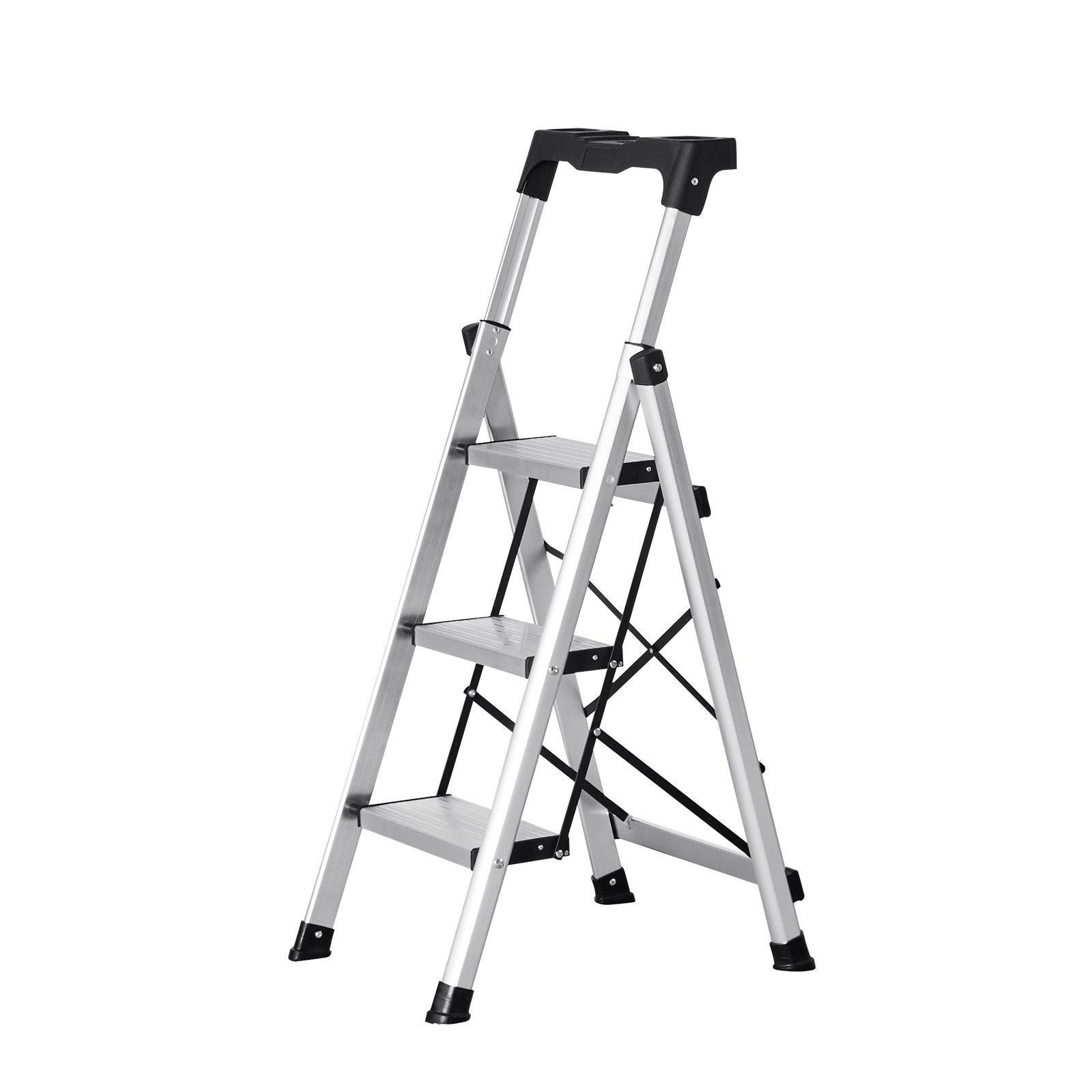 3 Step Ladder, Folding Step Stool with Wide Anti-Slip Pedal and Comfort Handgrip, 150 kg Capacity Portable V952-LHJBGTSB00002PVUB001V0