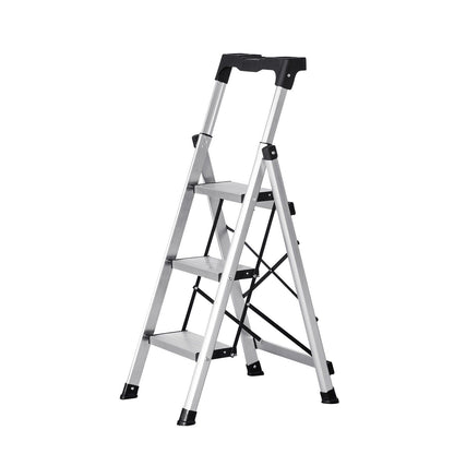 3 Step Ladder, Folding Step Stool with Wide Anti-Slip Pedal and Comfort Handgrip, 150 kg Capacity Portable V952-LHJBGTSB00002PVUB001V0