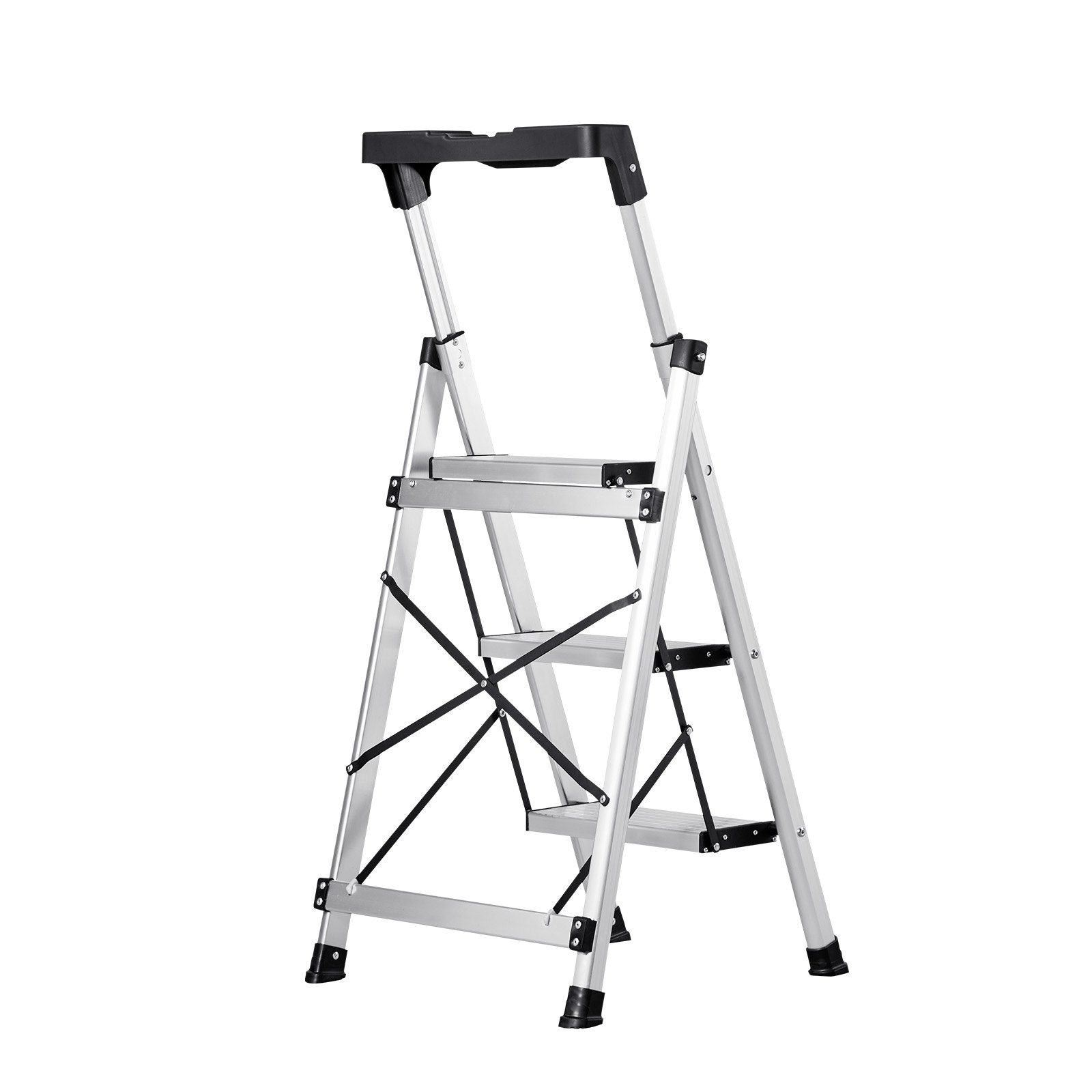 3 Step Ladder, Folding Step Stool with Wide Anti-Slip Pedal and Comfort Handgrip, 150 kg Capacity Portable V952-LHJBGTSB00002PVUB001V0