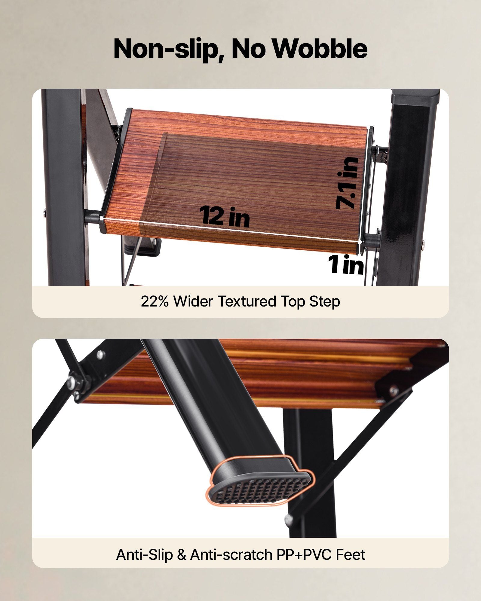 3 Step Ladder, Folding Step Stool with Wide Anti-Slip Pedal and Comfort Handgrip, Lightweight 150 kg Capacity V952-LHJHJTSB0000TIJOS001V0